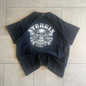 Sturgis black biker tee with skull and crossbones design #biker #skull